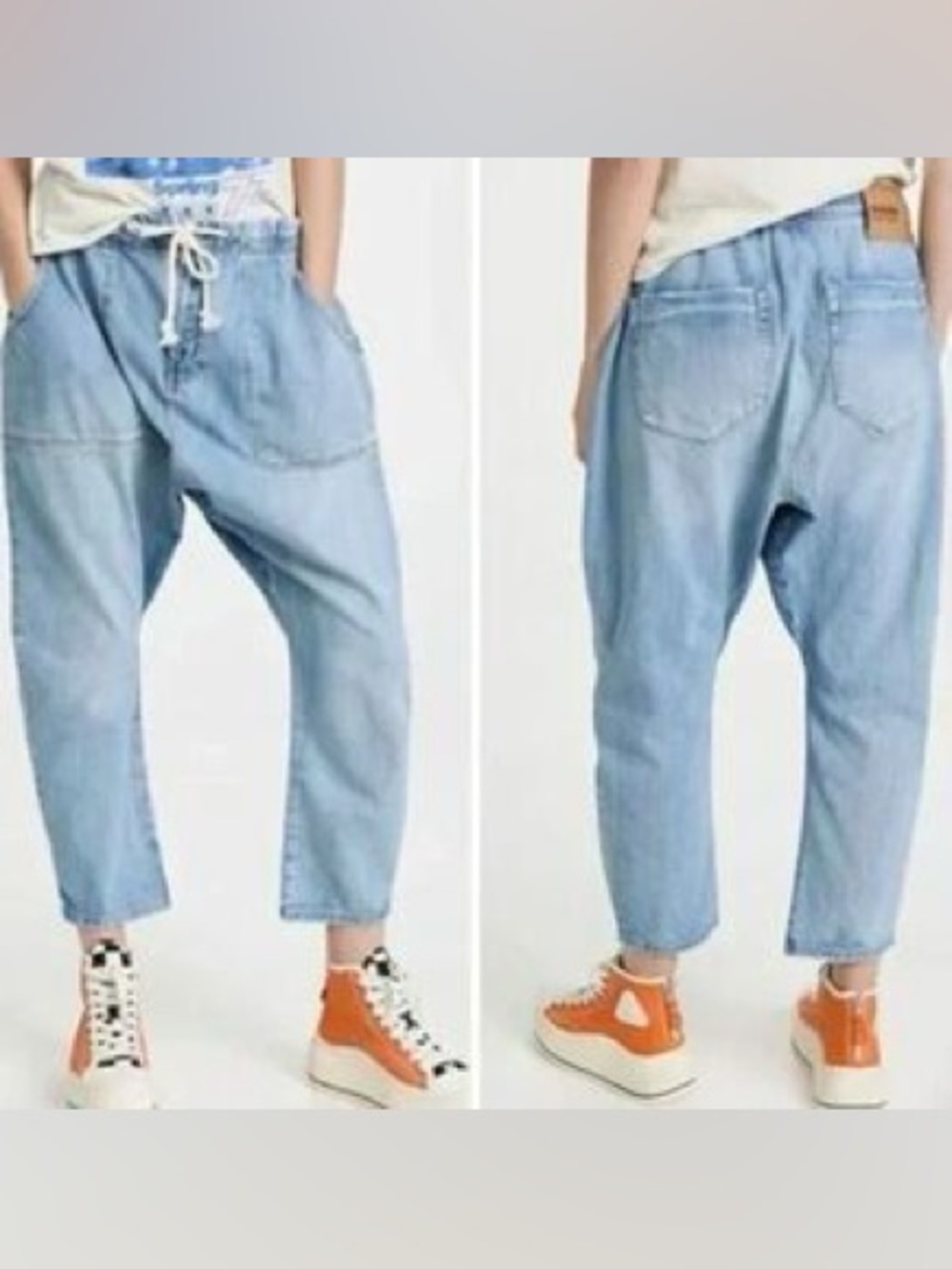 One Teaspoon Kingpins Drop Crotch Drawstring Jeans Light Wash Size M